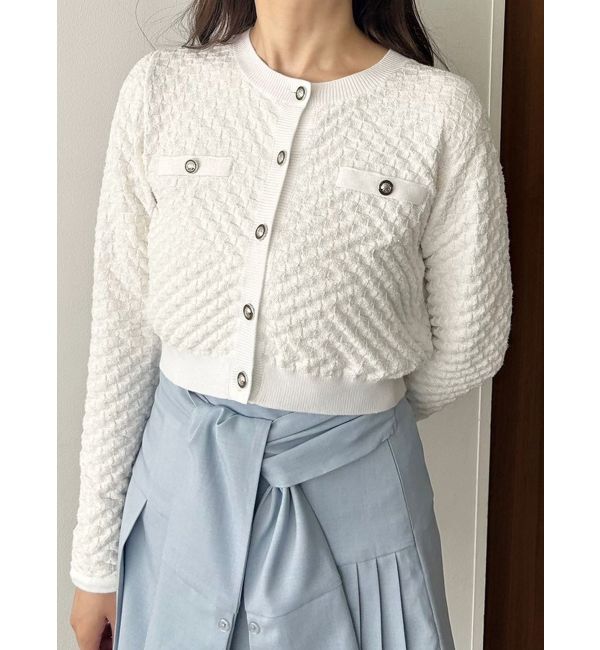 MERCURYDUO「ツィードニットカーデ」|カーディガン|オフホワイト