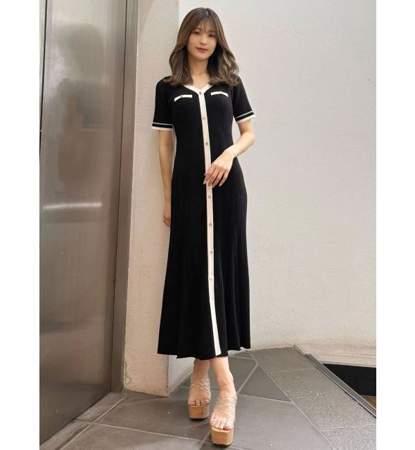 MERCURYDUO「バイカラーニットワンピース」|ワンピース|