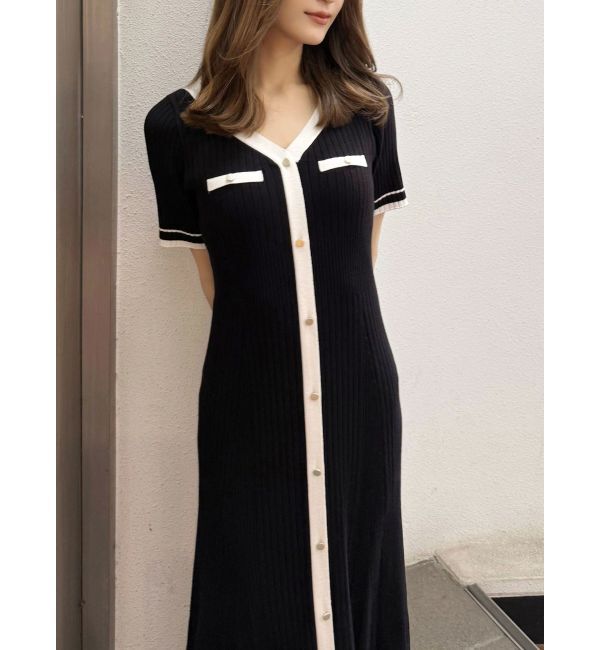 MERCURYDUO「バイカラーニットワンピース」|ワンピース|