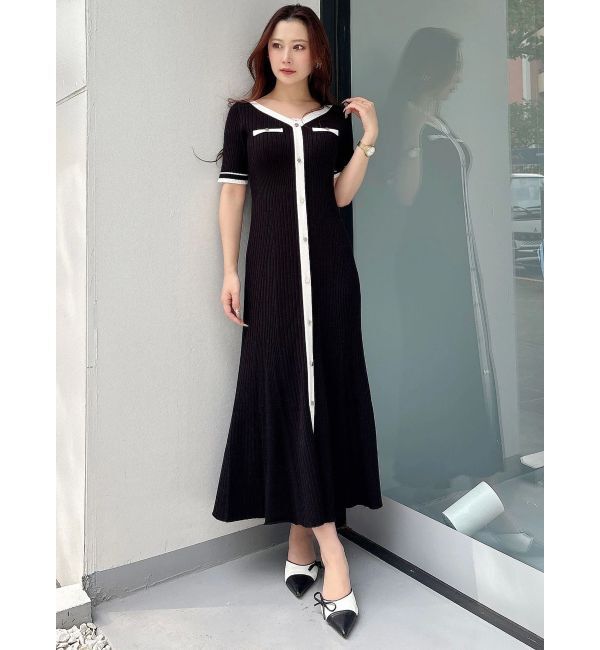 MERCURYDUO「バイカラーニットワンピース」|ワンピース|