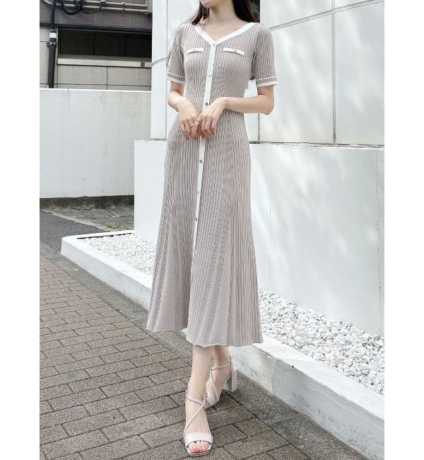 MERCURYDUO「バイカラーニットワンピース」|ワンピース|