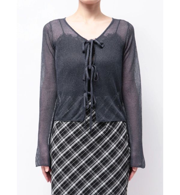 MERCURYDUO「シアーフロントリボンカーデ」|カーディガン|
