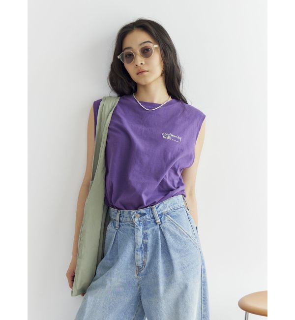 Ungrid「カラーエンブロイダリータンクトップ」|タンクトップ|パープル