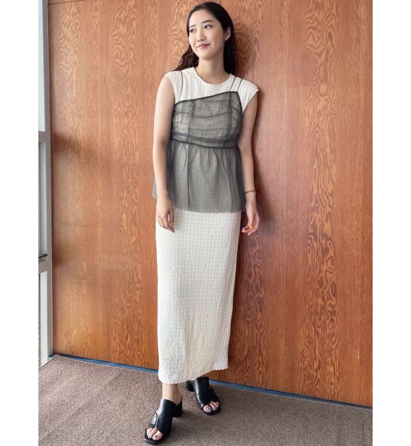 LAGUNAMOON「チュールペプラムセットカットワンピース」|ワンピース|アイボリー