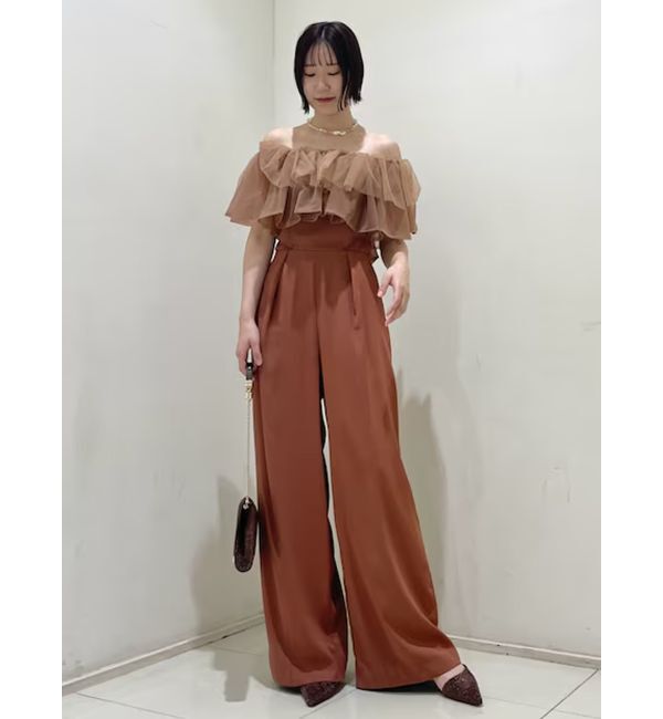 LAGUNAMOON「LADYチュールカラーベアパンツドレス」|ドレス|ダークオレンジ