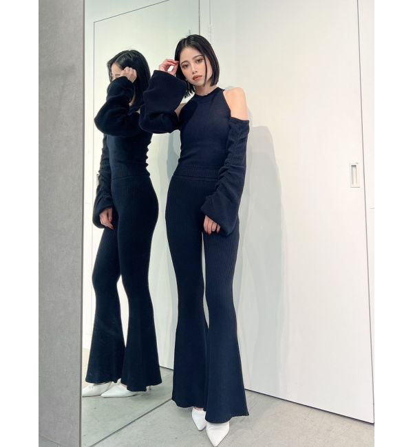 GYDA「【SET着用可】アームドッキングデザインニットトップス」|ニット・セーター|ブラック