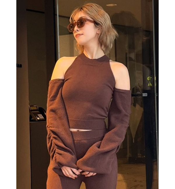 GYDA「【SET着用可】アームドッキングデザインニットトップス」|ニット・セーター|ブラウン