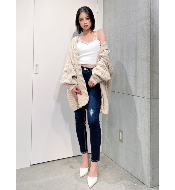 GYDA「モールヤーン ケーブルニットカーディガン」|カーディガン|