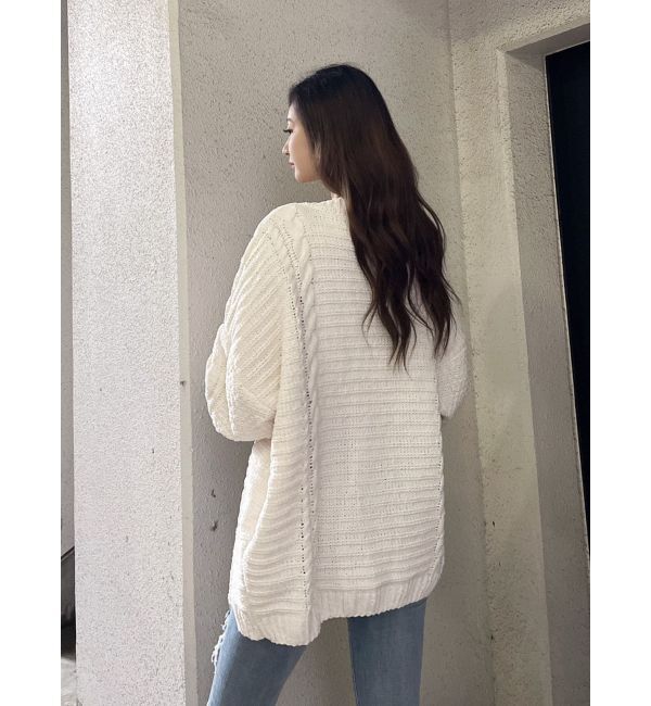 GYDA「モールヤーン ケーブルニットカーディガン」|カーディガン|