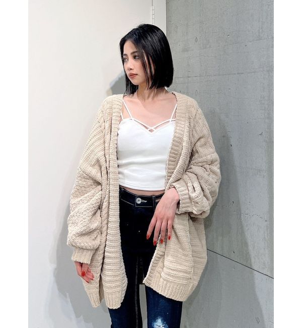 GYDA「モールヤーン ケーブルニットカーディガン」|カーディガン|