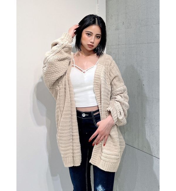 GYDA「モールヤーン ケーブルニットカーディガン」|カーディガン|