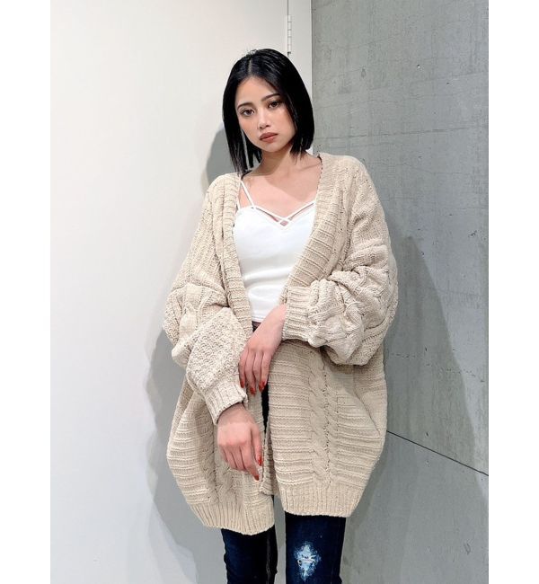 GYDA「モールヤーン ケーブルニットカーディガン」|カーディガン|