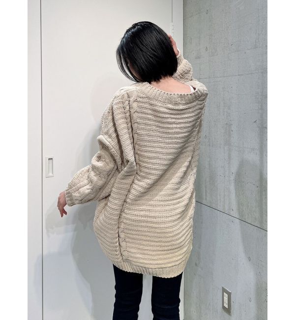GYDA「モールヤーン ケーブルニットカーディガン」|カーディガン|