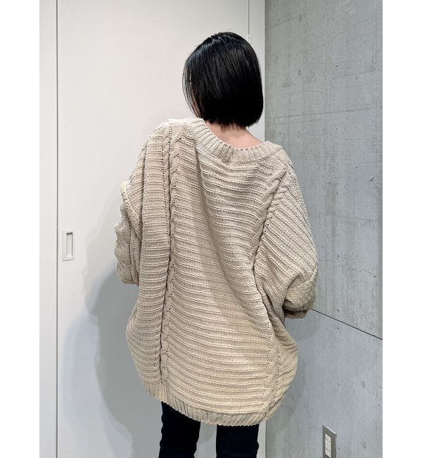 GYDA「モールヤーン ケーブルニットカーディガン」|カーディガン|