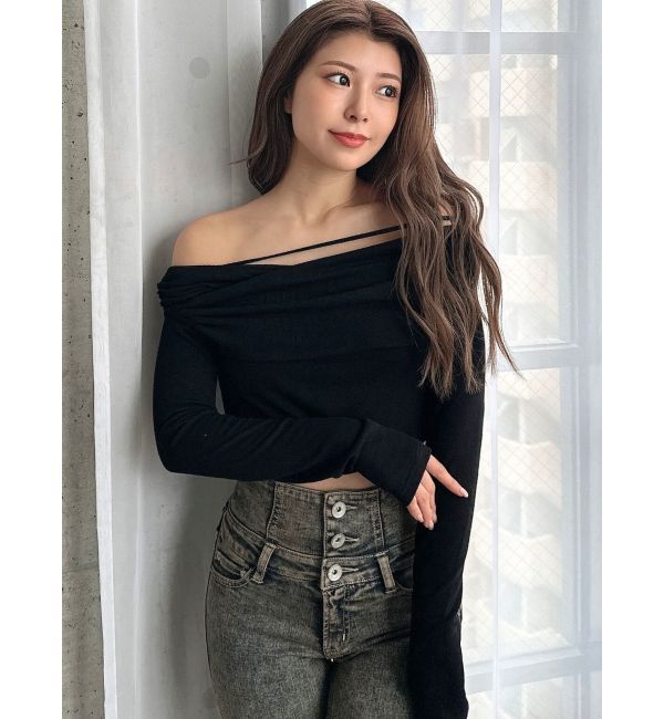 GYDA「アシンンメトリーオフショルトップス」|Tシャツ・カットソー|