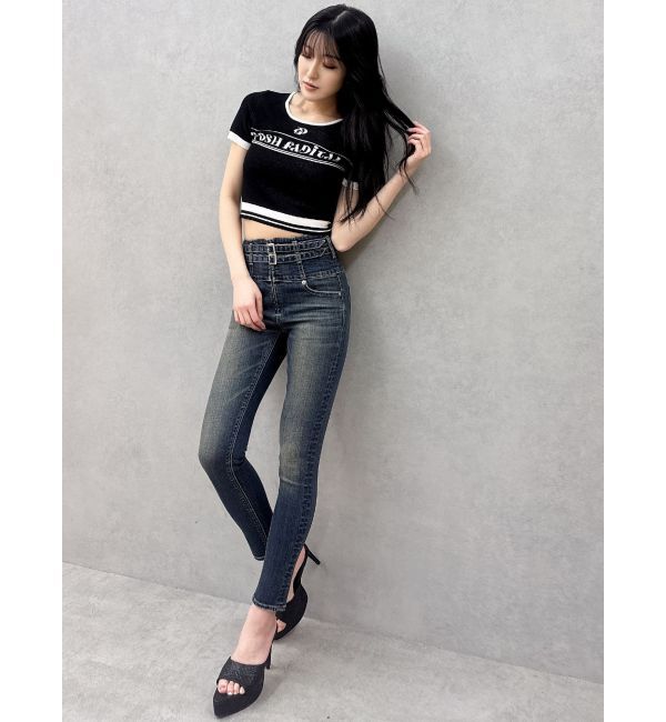 GYDA「GD POSH FADITALハーフスリーブニットトップス」|ニット・セーター|