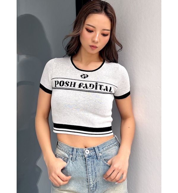 GYDA「GD POSH FADITALハーフスリーブニットトップス」|ニット・セーター|