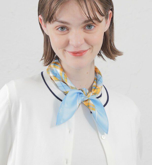 MACKINTOSH PHILOSOPHY「ミニハウスチェックスカーフ　53&times;53」|バンダナ・スカーフ|ライトブルー