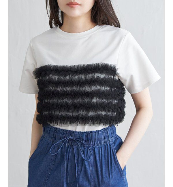 VENCE share style「天竺チュールフリルビスチェ見えTシャツ」|Tシャツ・カットソー|