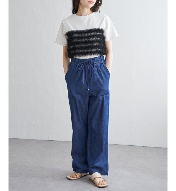 VENCE share style「天竺チュールフリルビスチェ見えTシャツ」|Tシャツ・カットソー|