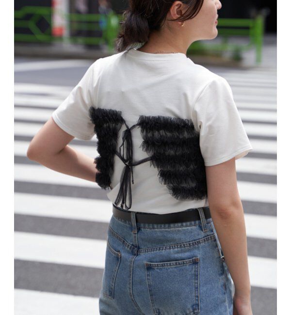 VENCE share style「天竺チュールフリルビスチェ見えTシャツ」|Tシャツ・カットソー|