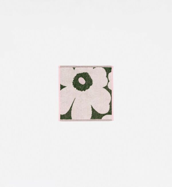 Marimekko「【日本限定】Unikko ミニタオル」|タオル|ｸﾞﾘｰﾝ&times;ﾗｲﾄﾋﾟﾝｸ