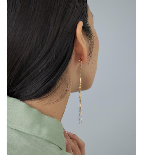 Jouete「[イヤーオーナメント] キャッチ チェーン コンビカラー」|ピアス|