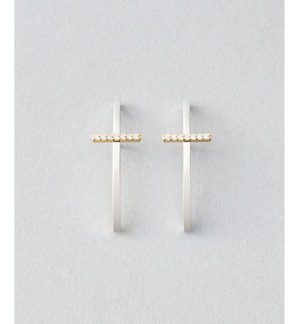 Jouete「[ウェアピアス] ジルコニア クロス コンビカラー」|ピアス|シルバー系その他