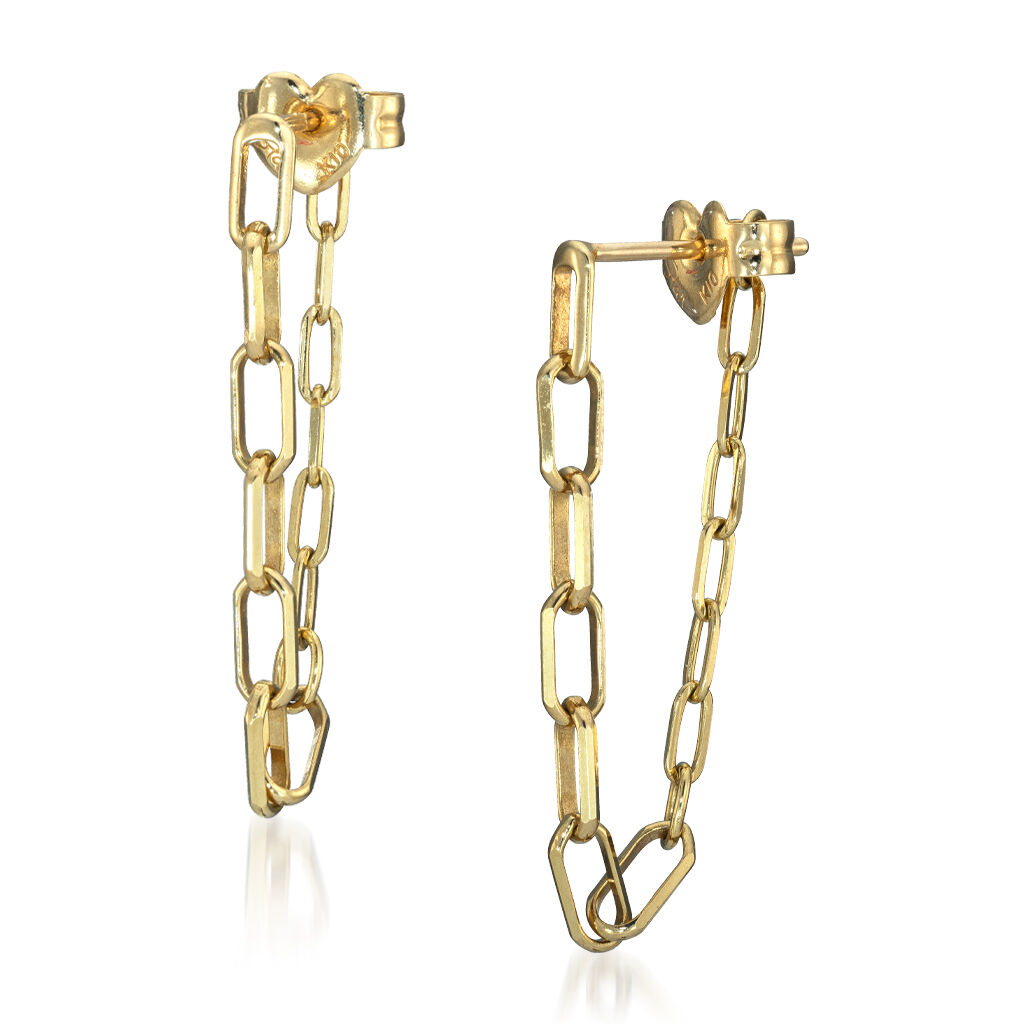 STAR JEWELRY「MIX CHAIN HOOP PIERCED EARRINGS」|ピアス|イエローゴールド