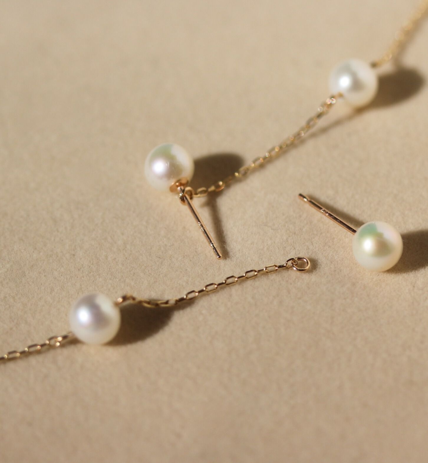  「パール ステーション ピアス | K10YG」|ピアス|