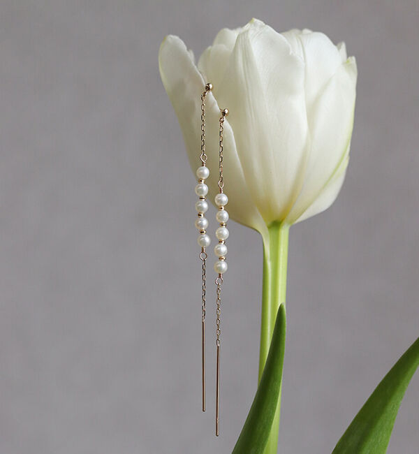  「パール チェーン ピアス | K10YG」|ピアス|K10 イエローゴールド