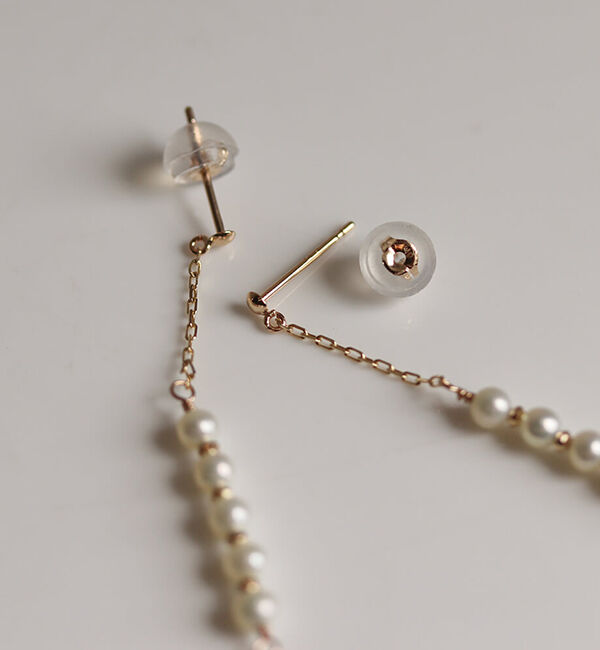  「パール チェーン ピアス | K10YG」|ピアス|
