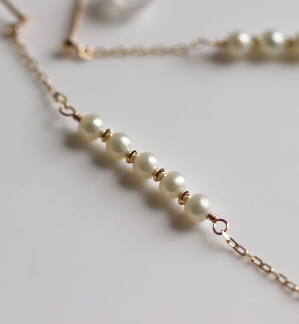  「パール チェーン ピアス | K10YG」|ピアス|