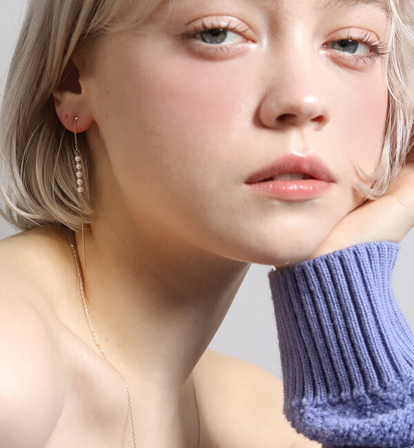  「パール チェーン ピアス | K10YG」|ピアス|