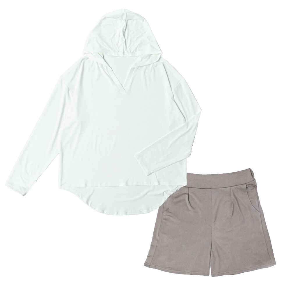 BACKYARD FAMILY「ラッシュガード レディース 上下セット 通販 長袖 おしゃれ パーカー プルオーバー 無地」|スポーツ|ホワイト3