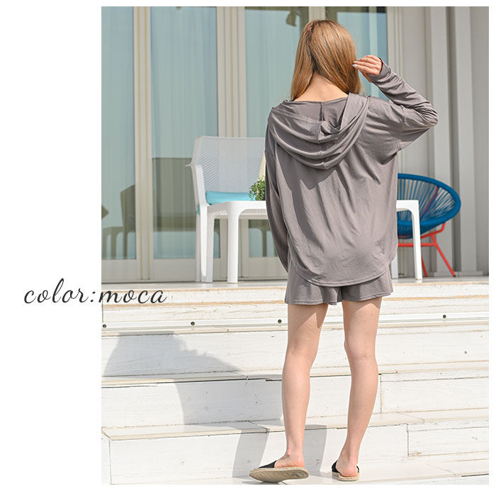 BACKYARD FAMILY「ラッシュガード レディース 上下セット 通販 長袖 おしゃれ パーカー プルオーバー 無地」|スポーツ|