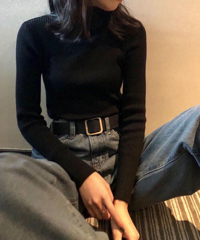 BACKYARD FAMILY「ニット トップス 冬 通販 リブニット ハイネック セーター 長袖 ハイネックニット」|ニット・セーター|