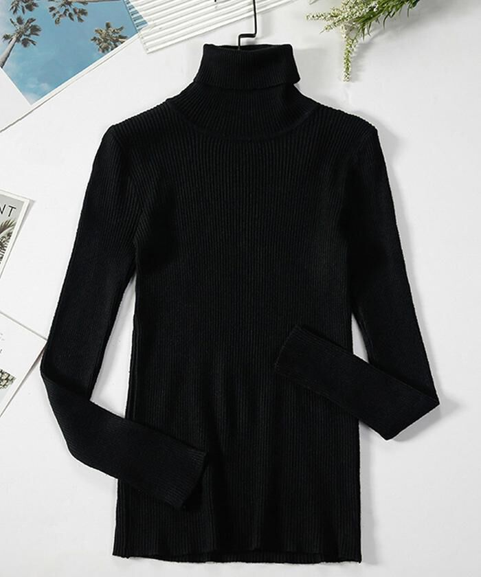 BACKYARD FAMILY「ニット トップス 冬 通販 リブニット ハイネック セーター 長袖 ハイネックニット」|ニット・セーター|