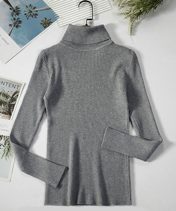 BACKYARD FAMILY「ニット トップス 冬 通販 リブニット ハイネック セーター 長袖 ハイネックニット」|ニット・セーター|