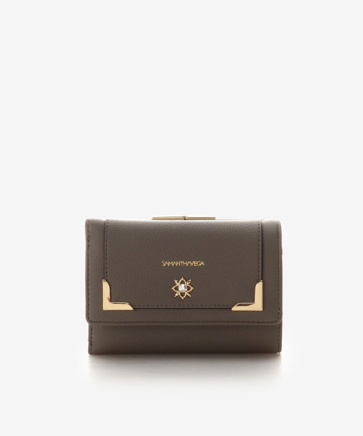 Samantha Vega「シンプルビジュー折財布」|財布|グレージュ
