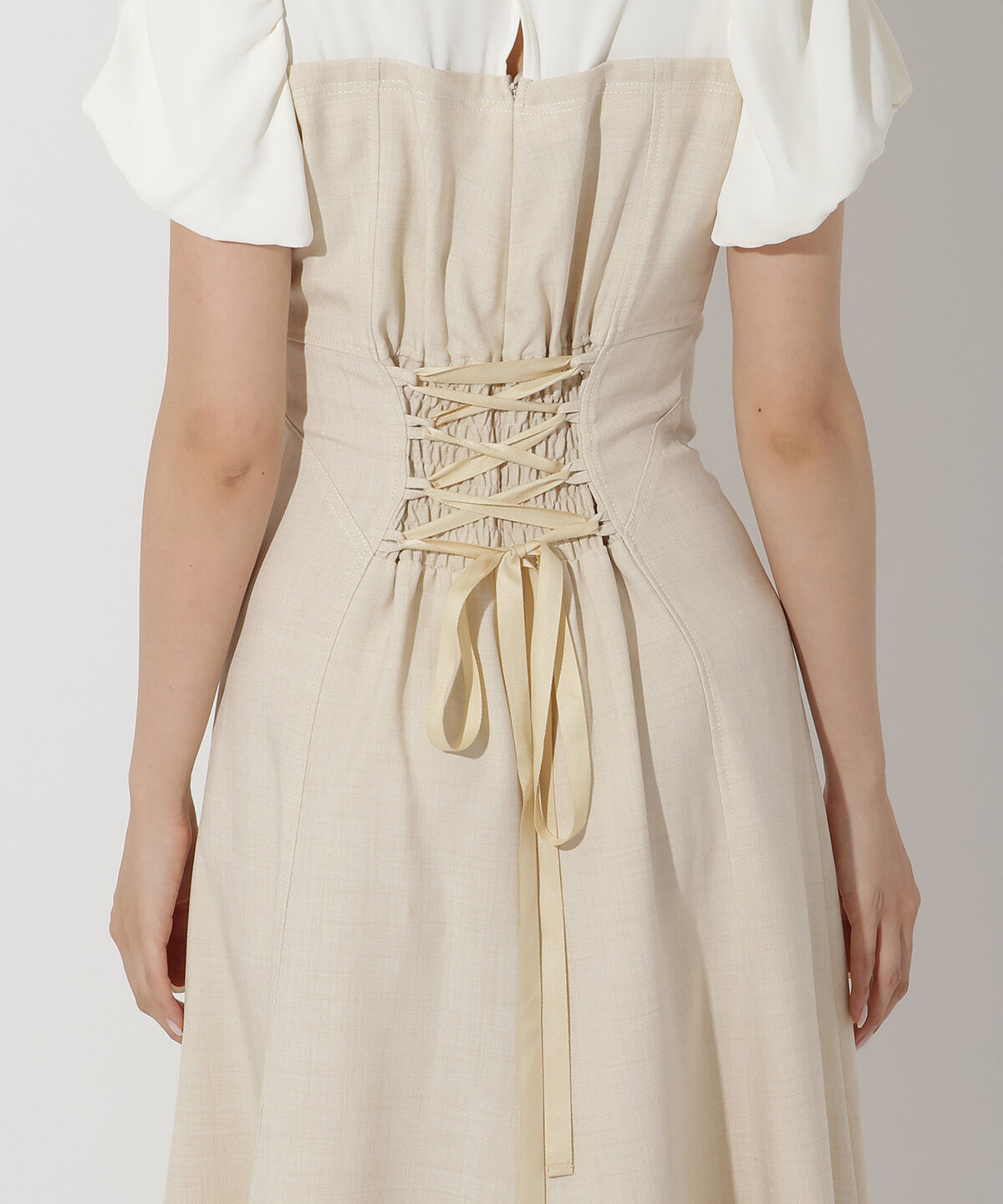 アンドクチュール「ヨーク切替バルーンスリーブシャツワンピース」|ワンピース|