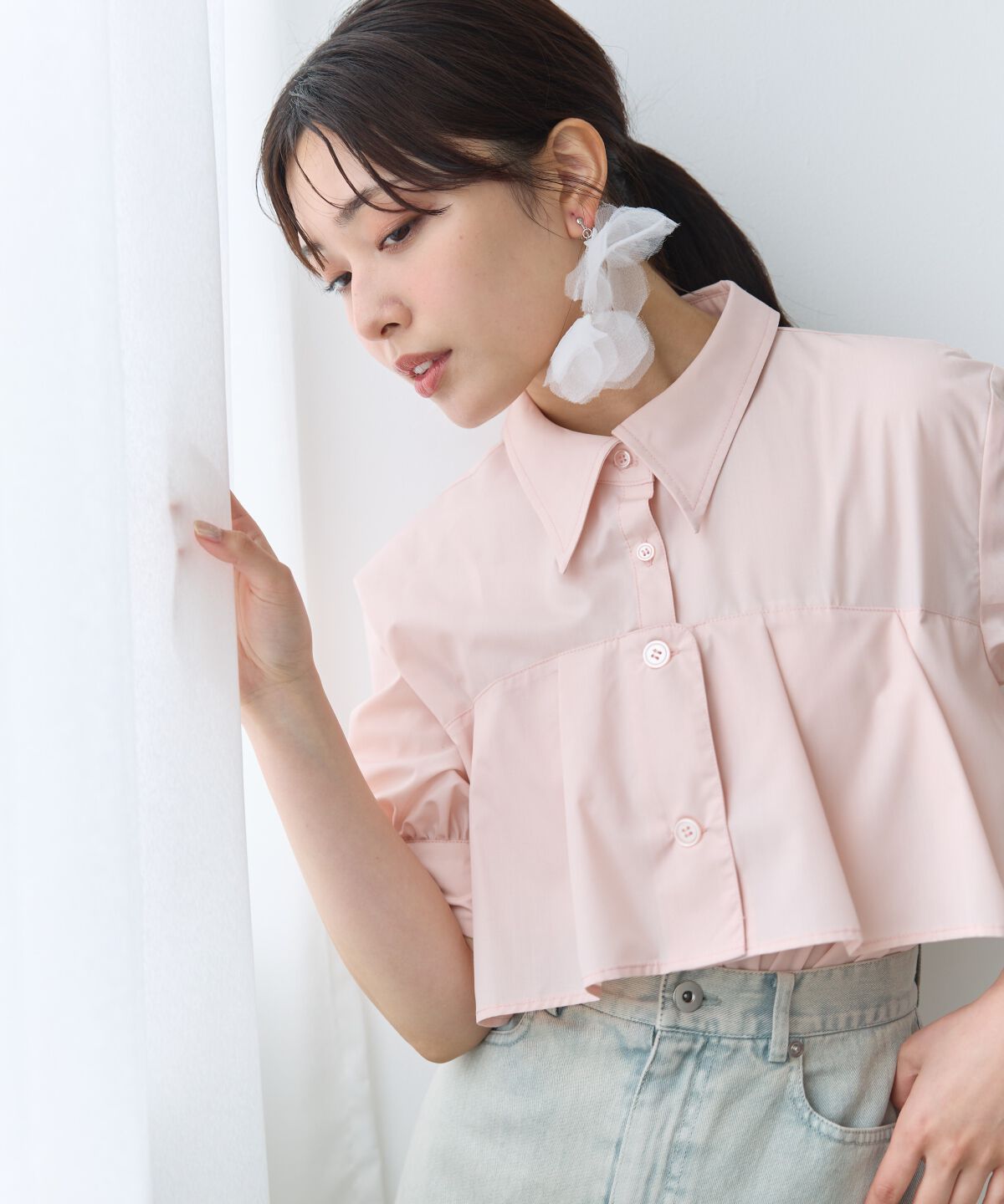 アンドクチュール「ヨークデザインハーフスリーブシャツ」|シャツ・ブラウス|