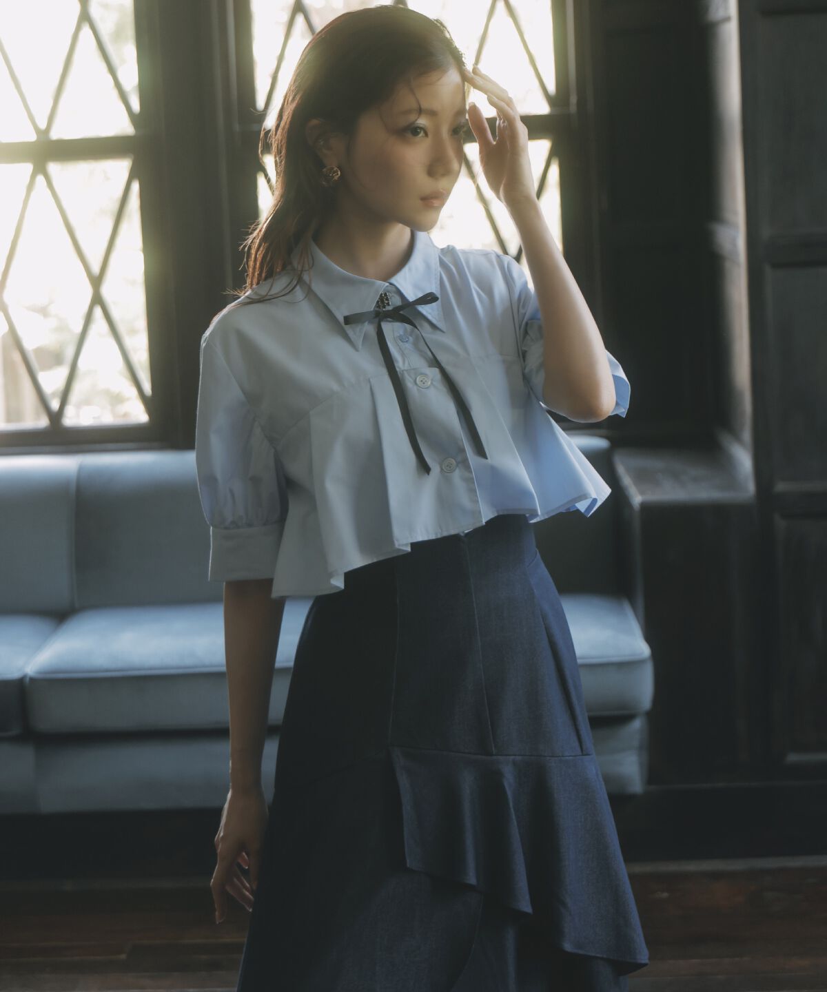 アンドクチュール「ヨークデザインハーフスリーブシャツ」|シャツ・ブラウス|