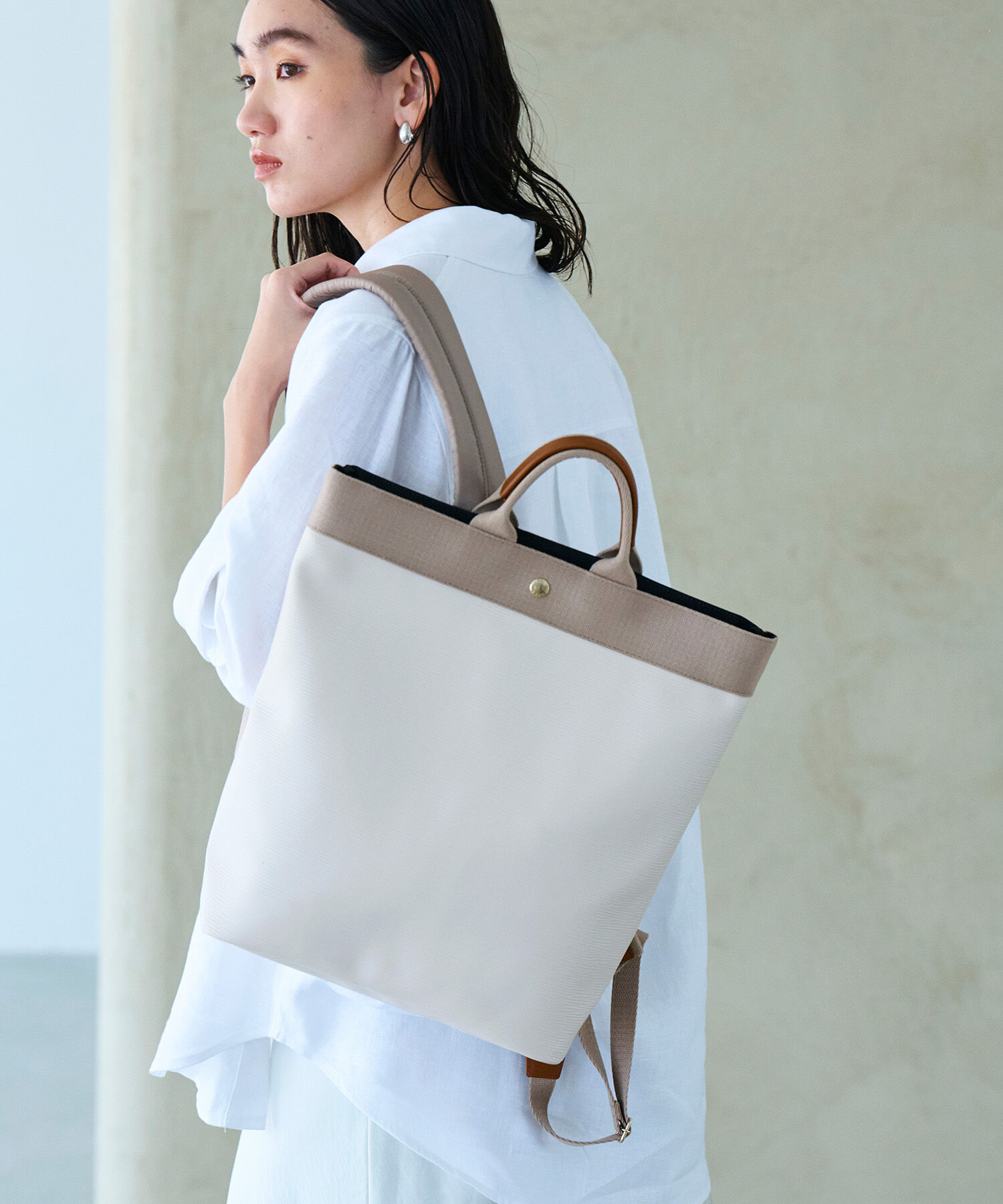 TOPKAPI BREATH「【Breath TOPKAPI】RIPPLE リプル A4 トート リュック / バックパック 撥水」|トートバッグ|アイボリー