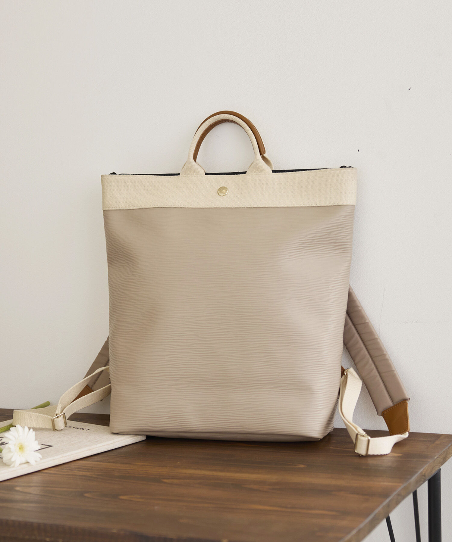 TOPKAPI BREATH「【Breath TOPKAPI】RIPPLE リプル A4 トート リュック / バックパック 撥水」|トートバッグ|ペールベージュ