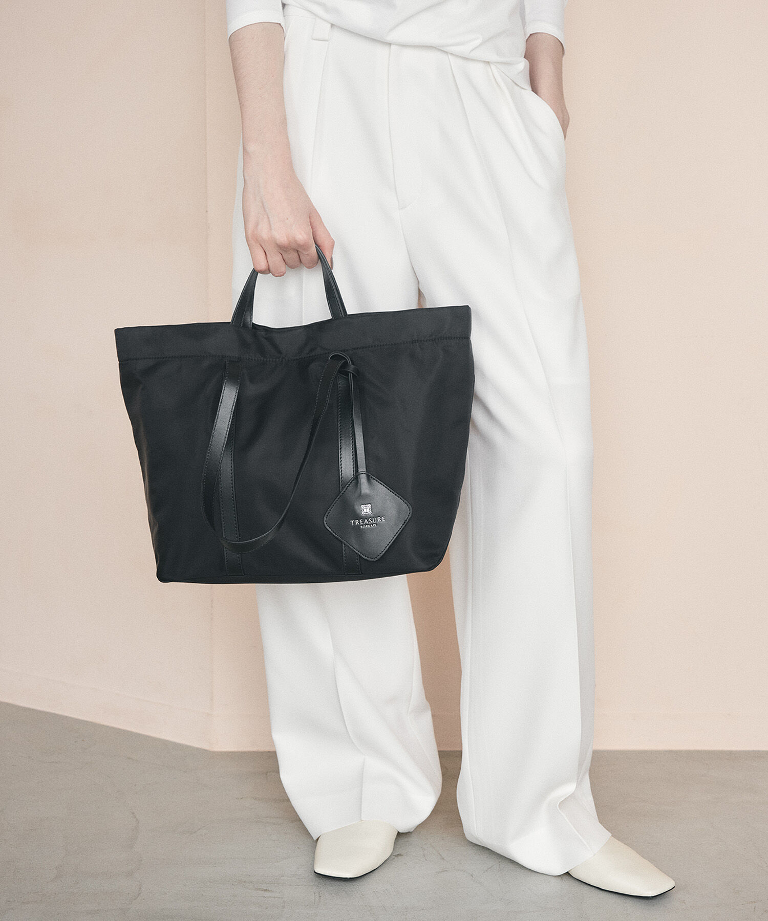 TOPKAPI TREASURE「【TREASURE TOPKAPI】ナイロン レザー ハンドル A4 トートバッグ」|トートバッグ|ブラック