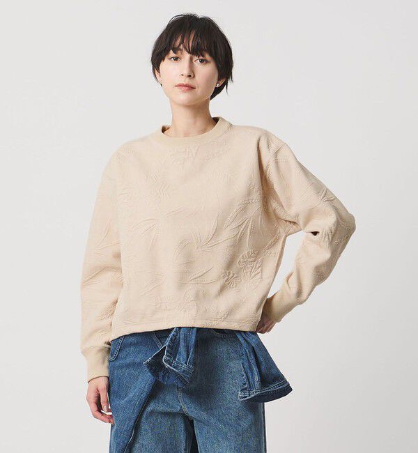 UNITED ARROWS「リーヴズ ジャガード スウェット」|スウェット・ジャージ|BEIGE