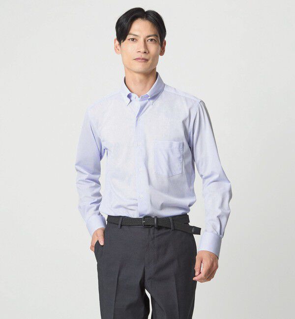 UNITED ARROWS green label relaxing「ドット ジャージー ボタンダウン ドレスシャツ -ストレッチ・イージーアイロン・吸水速乾・抗菌-」|シャツ・ブラウス|LT.BLUE