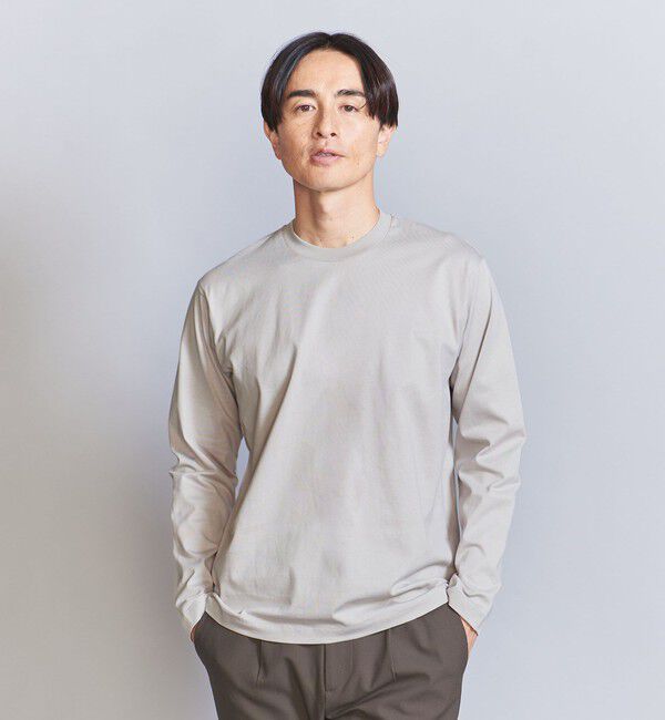 BEAUTY&YOUTH UNITED ARROWS「ハイゲージ ガスコットン クルーネック ロングスリーブ カットソー」|Tシャツ・カットソー|LT.GRAY