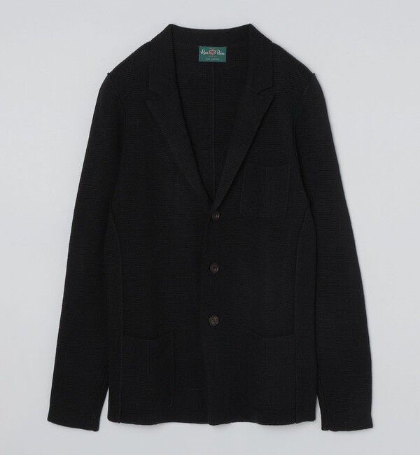 SHIPS「ALAN PAINE:メリノウール 7ゲージ ラペル ジャケット」|ニット・セーター|ブラック